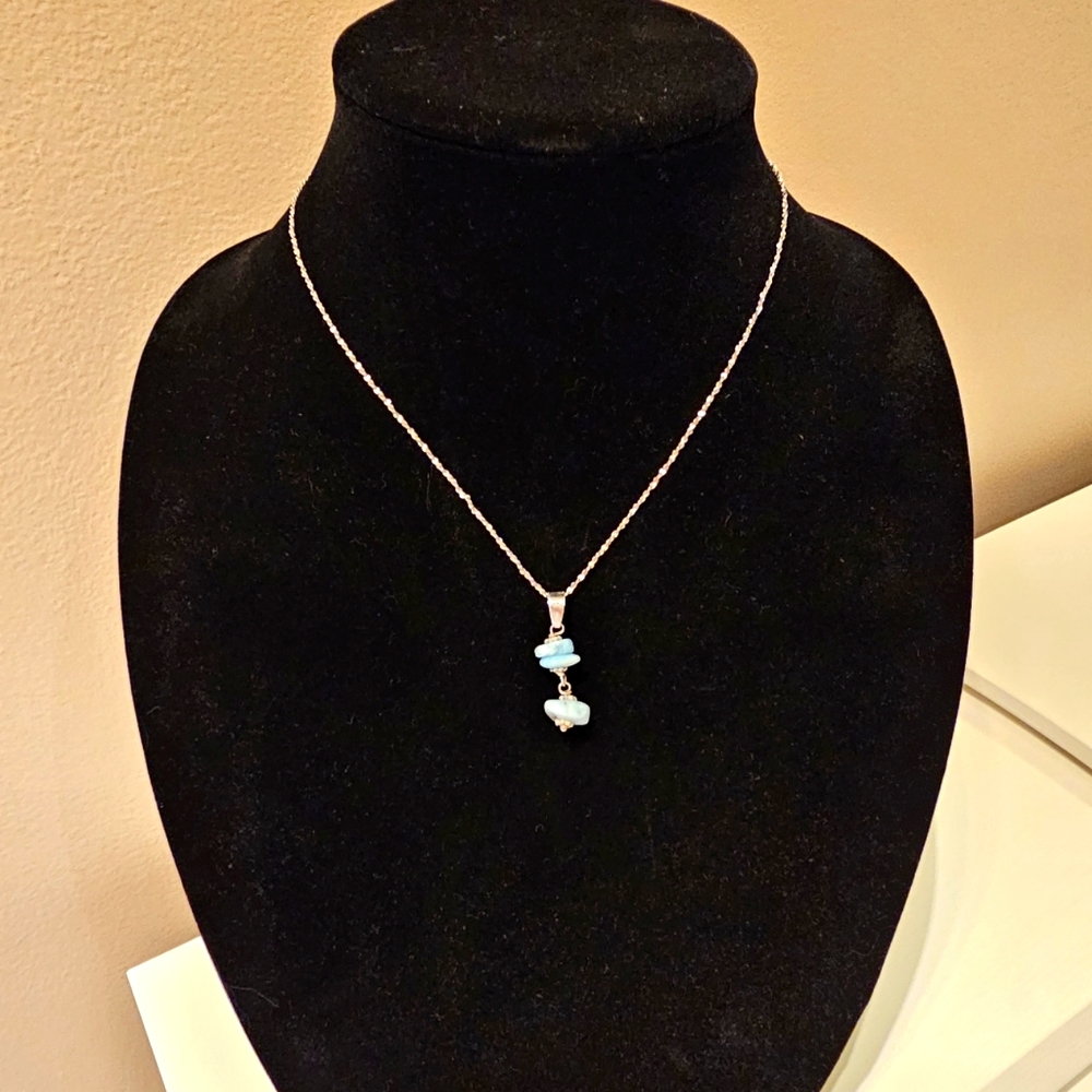 Silver larimar pendant